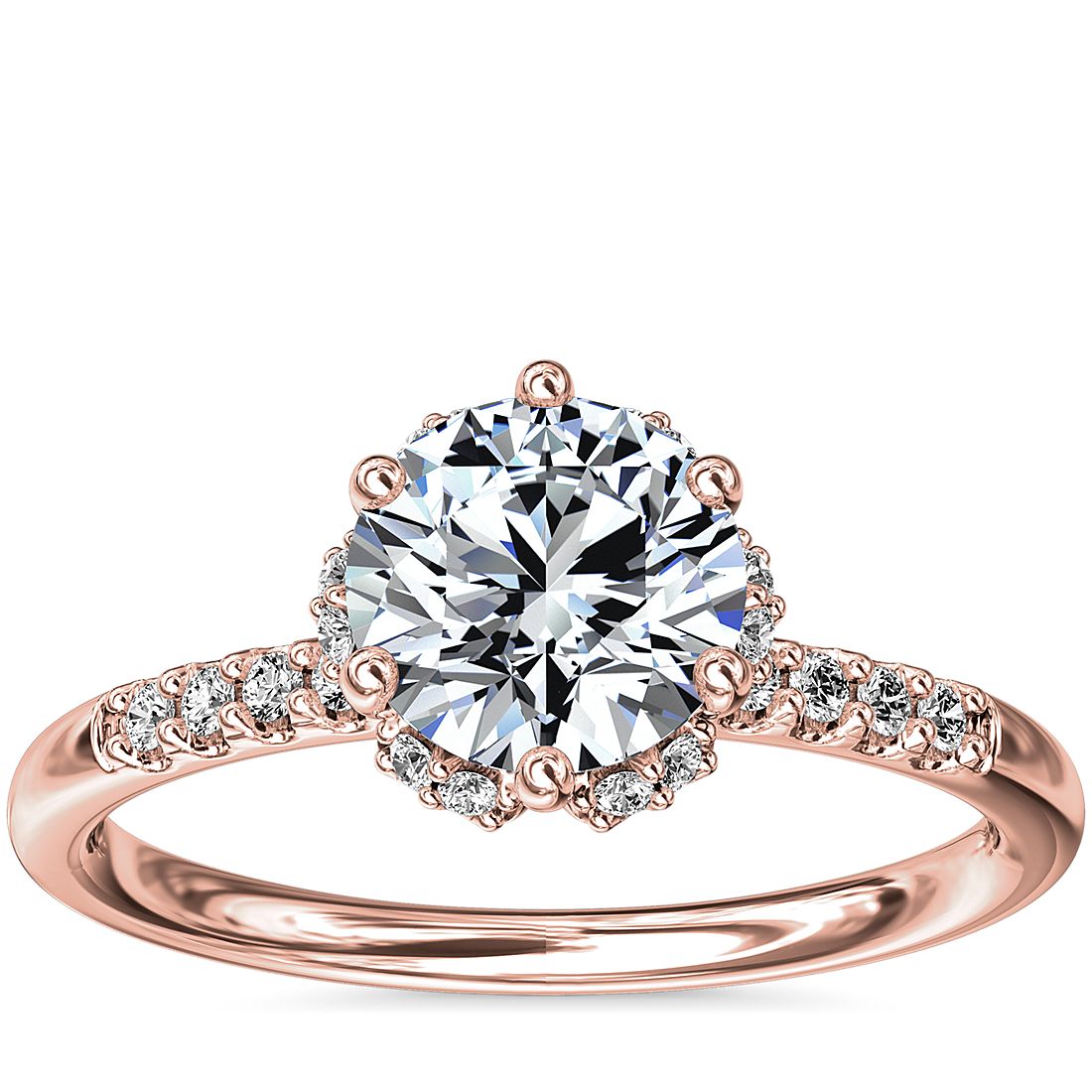 medeklinker grafiek helpen Petite Micropavé and Hidden Diamond Halo Engagement Ring in 14k Rose Gold  (1/8 ct. tw.) | Blue Nile